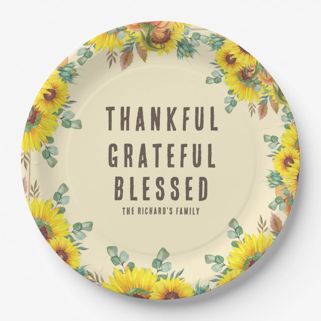 Colorful Fall Vibe Thanksgiving Dinner Party Paper Plates (Front)