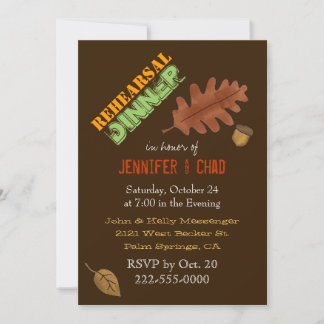 Colorful Fall Wedding Rehearsal Dinner Custom Invitation