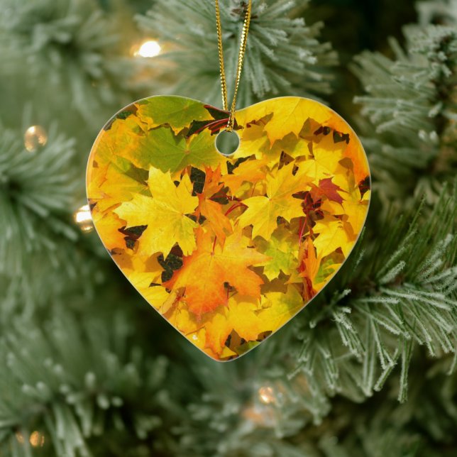 Colorful, Fallen, Autumn Leaves Ceramic Ornament (Tree)