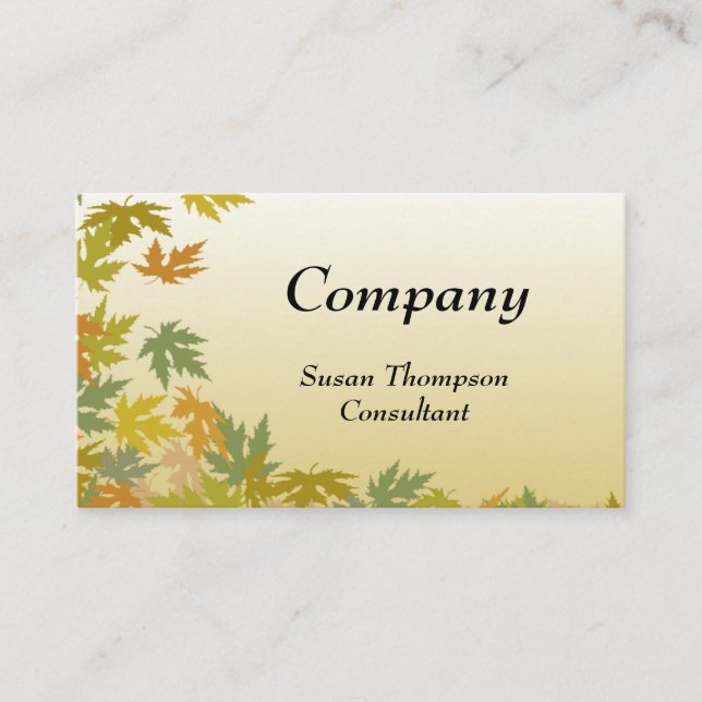 Colorful Falling Autumn Leaves Business Card (Front)