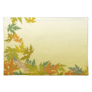 Colorful Falling Autumn Leaves Cloth Placemat