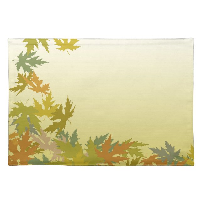 Colorful Falling Autumn Leaves Cloth Placemat (Front)