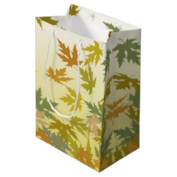Colorful Falling Autumn Leaves Medium Gift Bag by timelesscreations at Zazzle