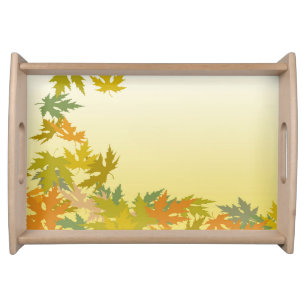 Colorful Falling Autumn Leaves Serving Tray