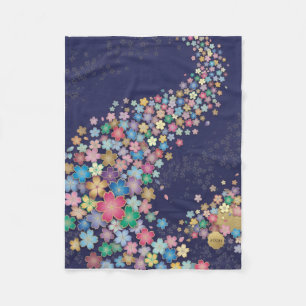 Colorful Falling Blossom Trail Floral Dark Art Fle Fleece Blanket