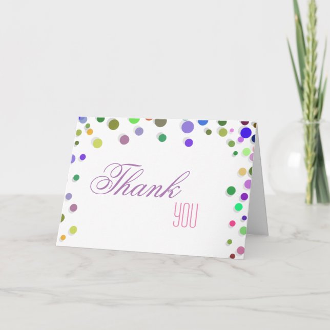 Colorful Falling Sparkles Polka Dots Thank You (Front)