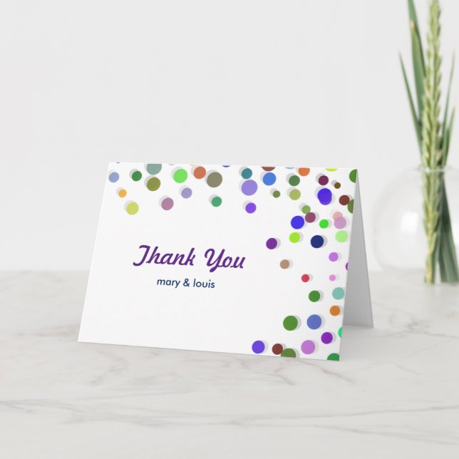 Colorful Falling Sparkles Polka Dots Thank You (Front)
