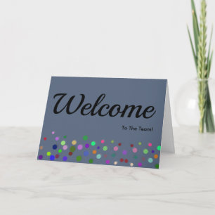 Colorful Falling Sparkles Polka Dots Welcome Card