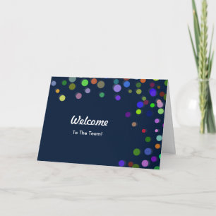 Colorful Falling Sparkles Polka Dots Welcome Card