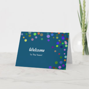 Colorful Falling Sparkles Polka Dots Welcome Card