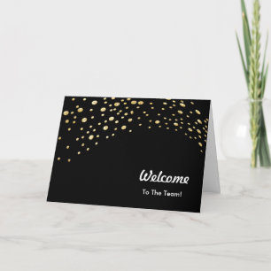 Colorful Falling Sparkles Polka Dots Welcome Card