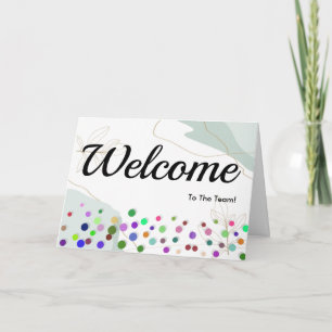 Colorful Falling Sparkles Polka Dots Welcome Card