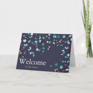 Colorful Falling Sparkles Polka Dots Welcome Card