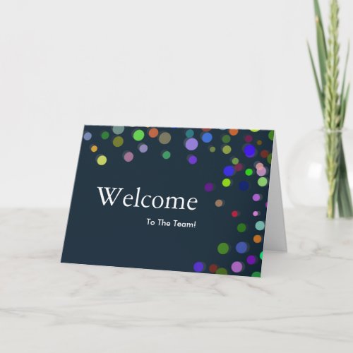 Colorful Falling Sparkles Polka Dots Welcome Card