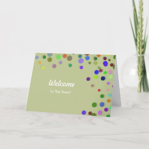 Colorful Falling Sparkles Polka Dots Welcome Card