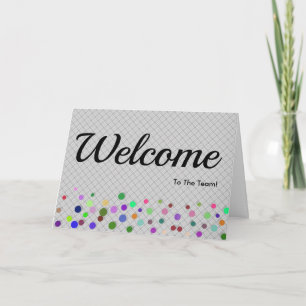 Colorful Falling Sparkles Polka Dots Welcome Card