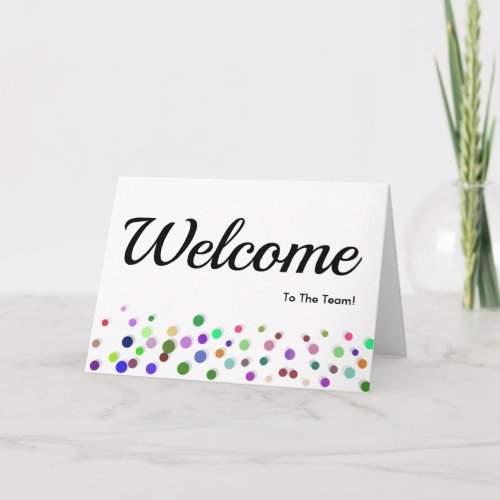 Colorful Falling Sparkles Polka Dots Welcome Card