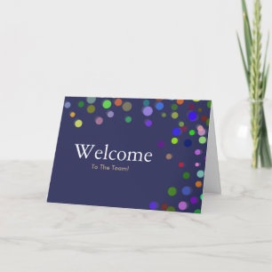 Colorful Falling Sparkles Polka Dots Welcome Card