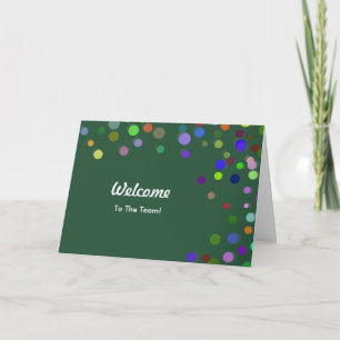 Colorful Falling Sparkles Polka Dots Welcome Card