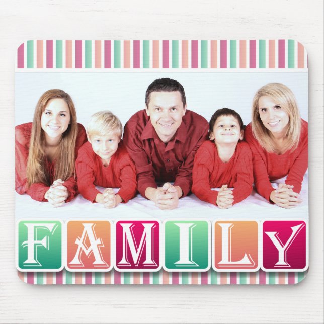Colorful Family Blocks Custom Family Portrait Mouse Pad (Front)