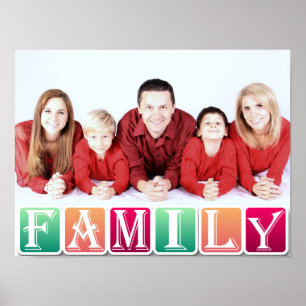 Colorful Family Blocks Custom Family Portrait Poster
