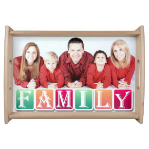 Colorful Family Blocks Custom Family Portrait Serving Tray