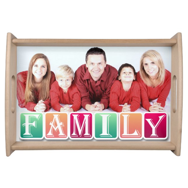 Colorful Family Blocks Custom Family Portrait Serving Tray (Front)
