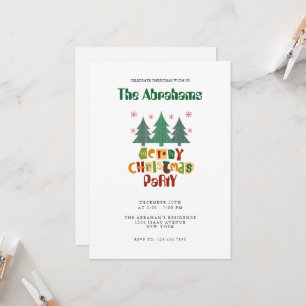 Colorful Family Christmas Tree Merry Christmas Invitation