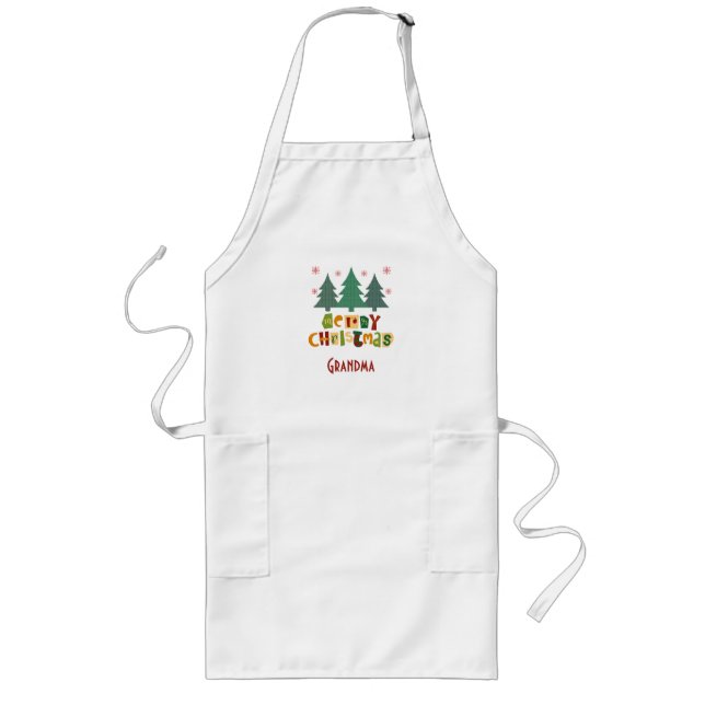 Colorful Family Christmas Tree Merry Christmas Long Apron (Front)