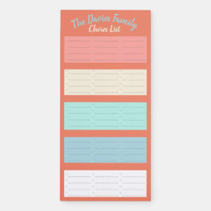 Colorful family name chores / grocery checklist magnetic notepad