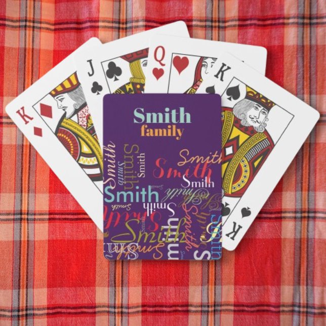 Colorful Family Name Purple Poker Cards (Creator Uploaded)