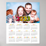 Colorful family photo 2023 calendar poster<br><div class="desc">A modern photo poster calendar for the year 2023,  to customize with your favorite family picture.</div>