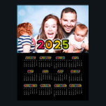 Colorful family photo 2025 Black calendar Poster<br><div class="desc">A modern photo poster calendar for the year 2025,  to customize with your favorite family picture.</div>