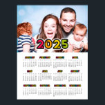 Colorful family photo 2025 calendar poster<br><div class="desc">A modern photo poster calendar for the year 2025,  to customize with your favorite family picture.</div>