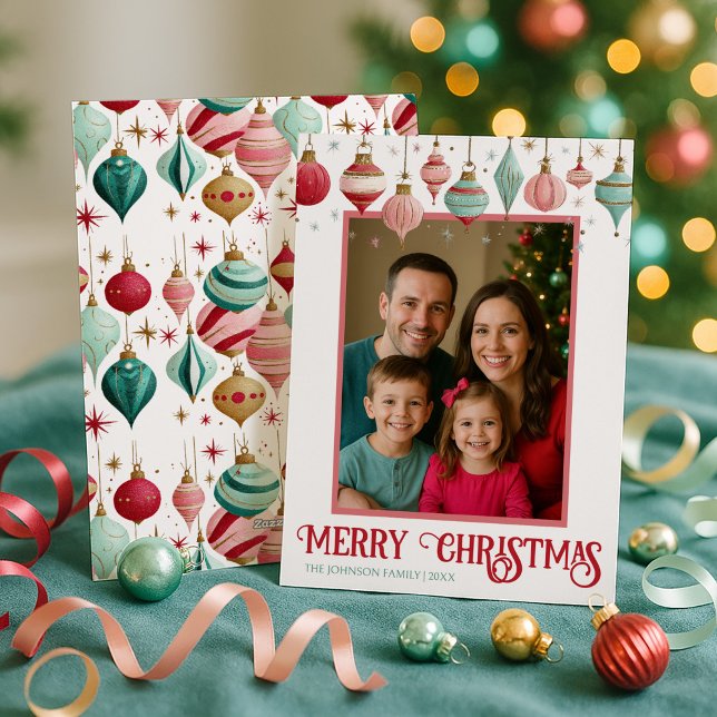 Colorful Family Photo Merry Christmas Holiday Card (Creator Uploaded)