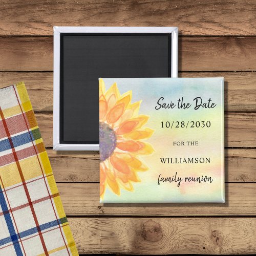 Colorful Family Reunion Sunflower Save The Date Magnet