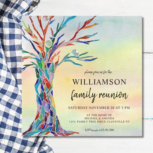 Colorful Family Tree Family Reunion Invitation