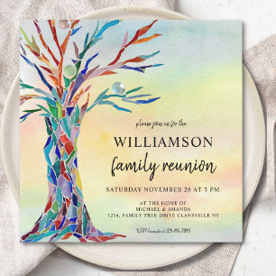 Colorful Family Tree Family Reunion Invitation