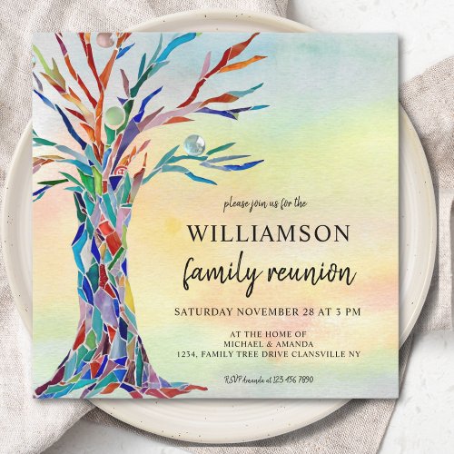 Colorful Family Tree Family Reunion Invitation