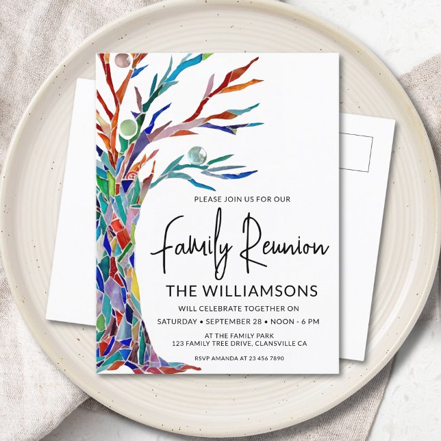  Colorful Family Tree Family Reunion Invitation Postcard (Creator Uploaded)