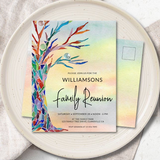 Colorful Family Tree Family Reunion  Invitation Postcard (Creator Uploaded)
