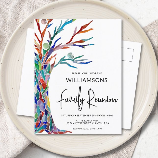 Colorful Family Tree Family Reunion  Invitation Postcard (Creator Uploaded)