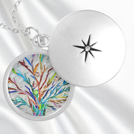 Colorful Family Tree Locket Necklace