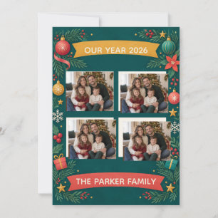 Colorful Family Year in Photos Christmas Collage Card