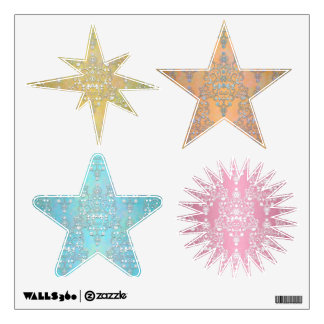 Colorful Fancy Damask Pattern Pastel Stars Wall Decal
