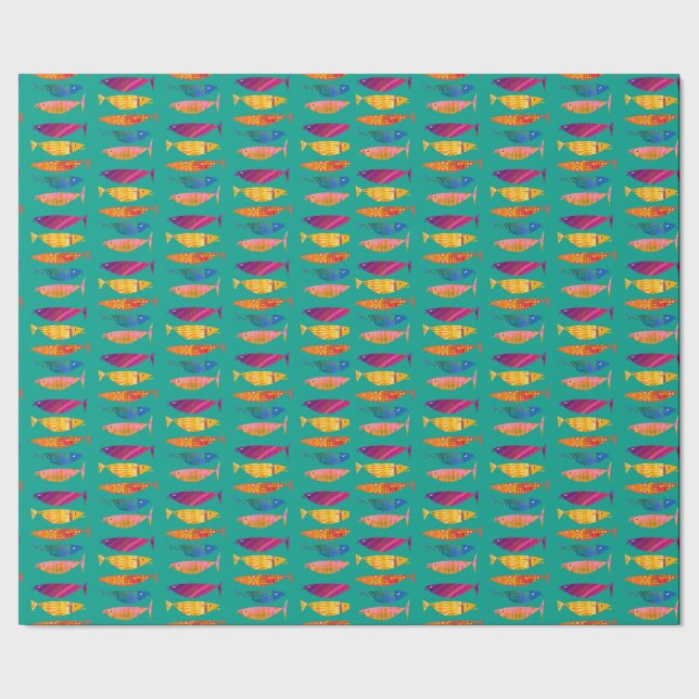 Colorful Fancy Fish Wrapping Paper (Seam)