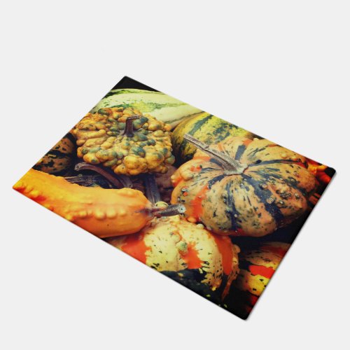 Colorful Fancy Gourds Close Up  Doormat