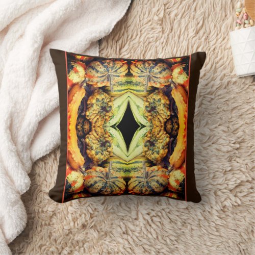 Colorful Fancy Gourds Country Abstract Throw Pillow