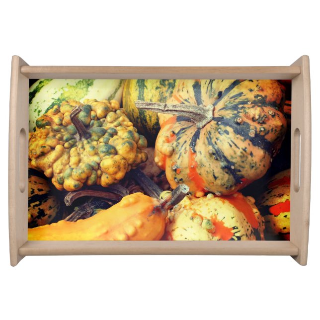 Colorful Fancy Gourds Personalized Serving Tray (Front)