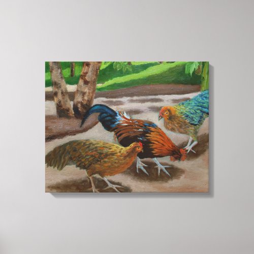 Colorful Fancy Rooster  Chickens Canvas Print